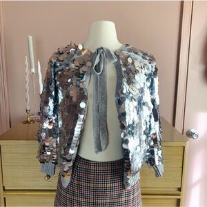 Vintage Y2K Silver Sequin Shrug